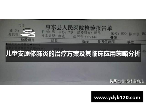 儿童支原体肺炎的治疗方案及其临床应用策略分析